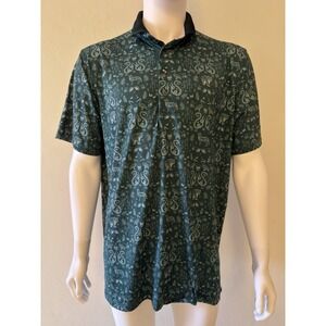 Greyson men's golf polo shirt green wildlife animal print short sleeve size L